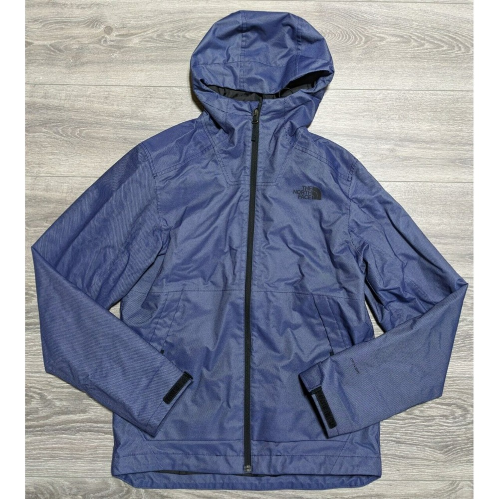 The North Face Jacket Mens Small Blue Black Thin Lines Zip Hooded DryVent